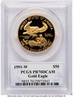 1991 Proof Gold Eagle 1.85 oz Philip Diehl PCGS PR70