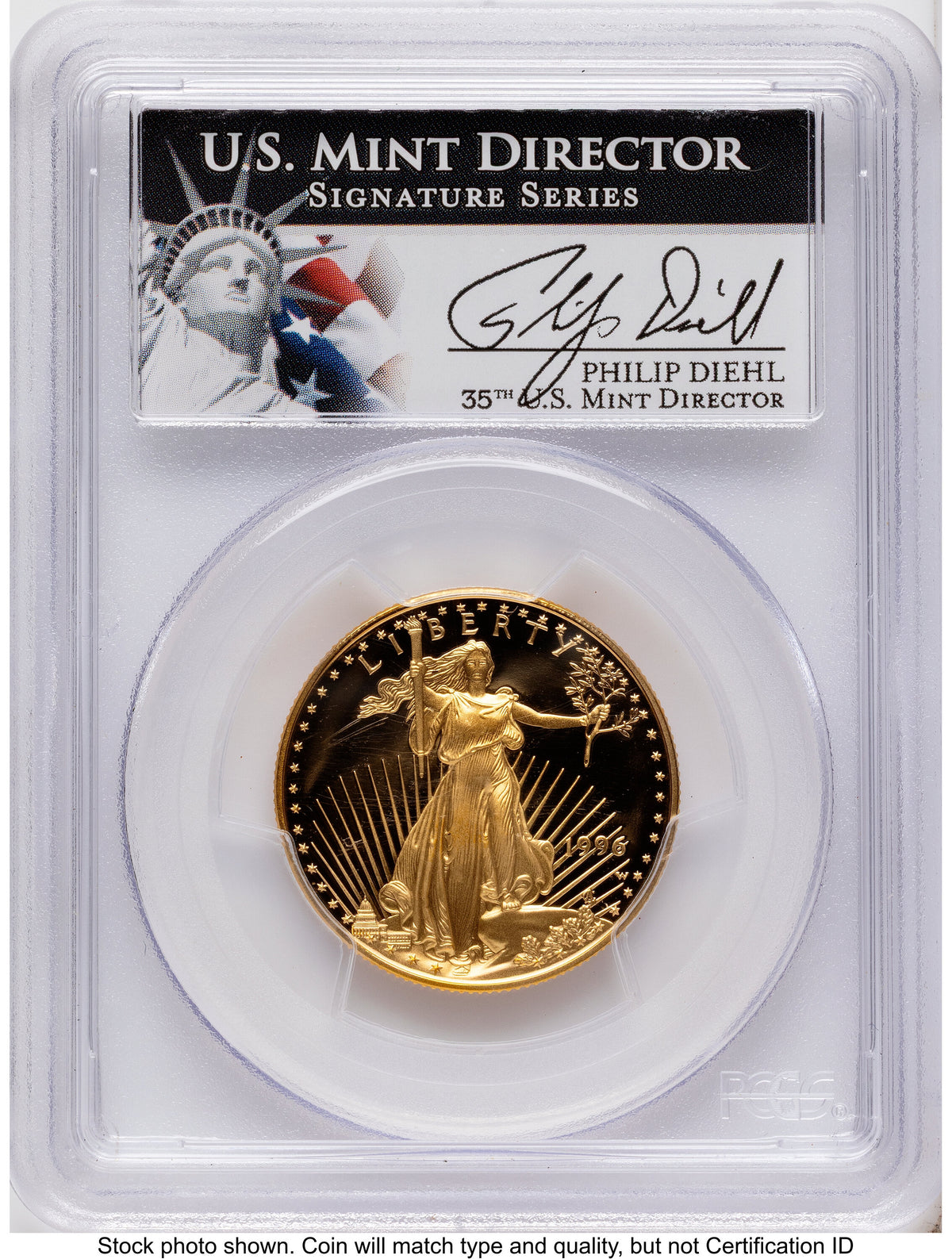 1996-W Proof Gold Eagle 1.85 oz Philip Diehl PCGS PR70