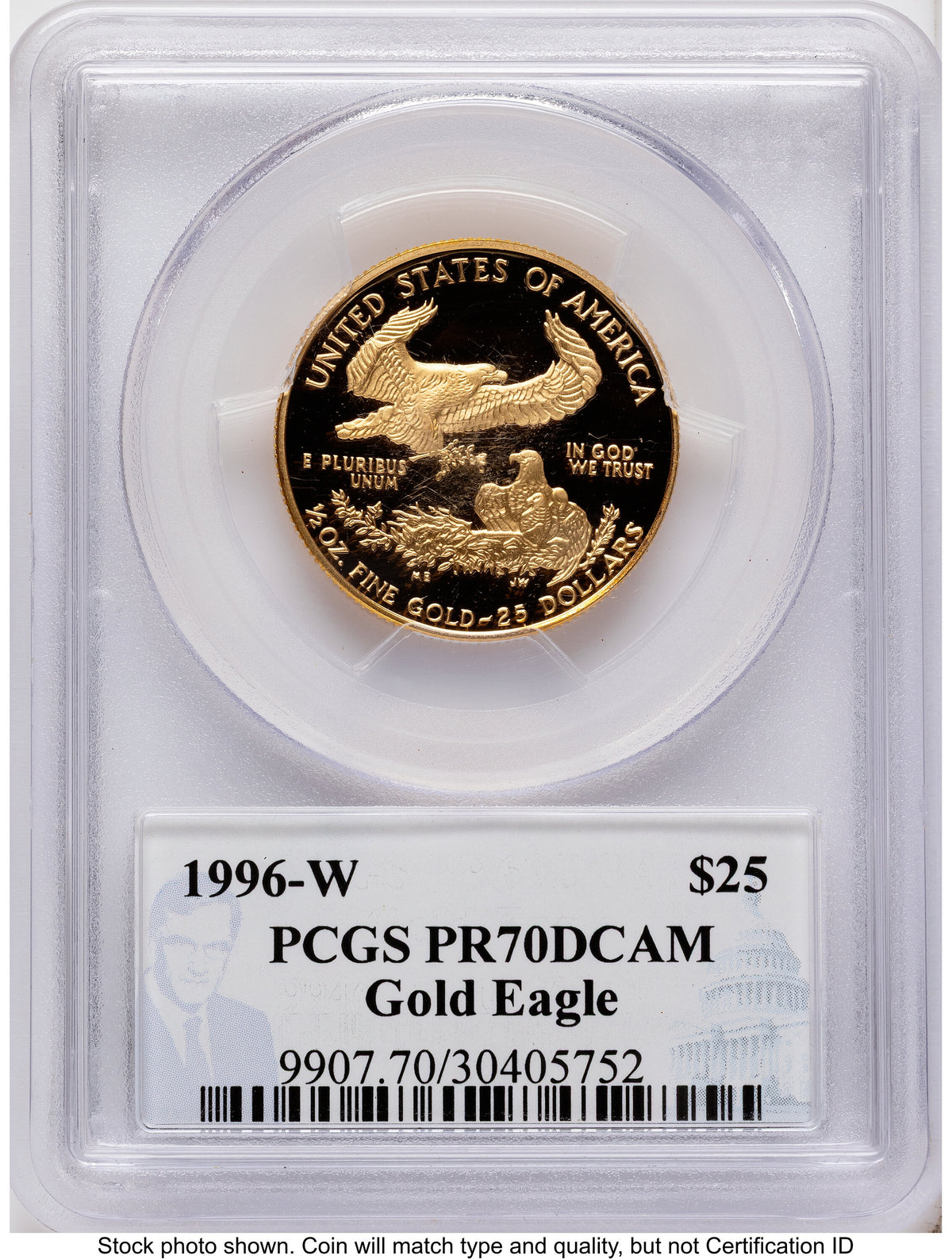 1996-W Proof Gold Eagle 1.85 oz Philip Diehl PCGS PR70