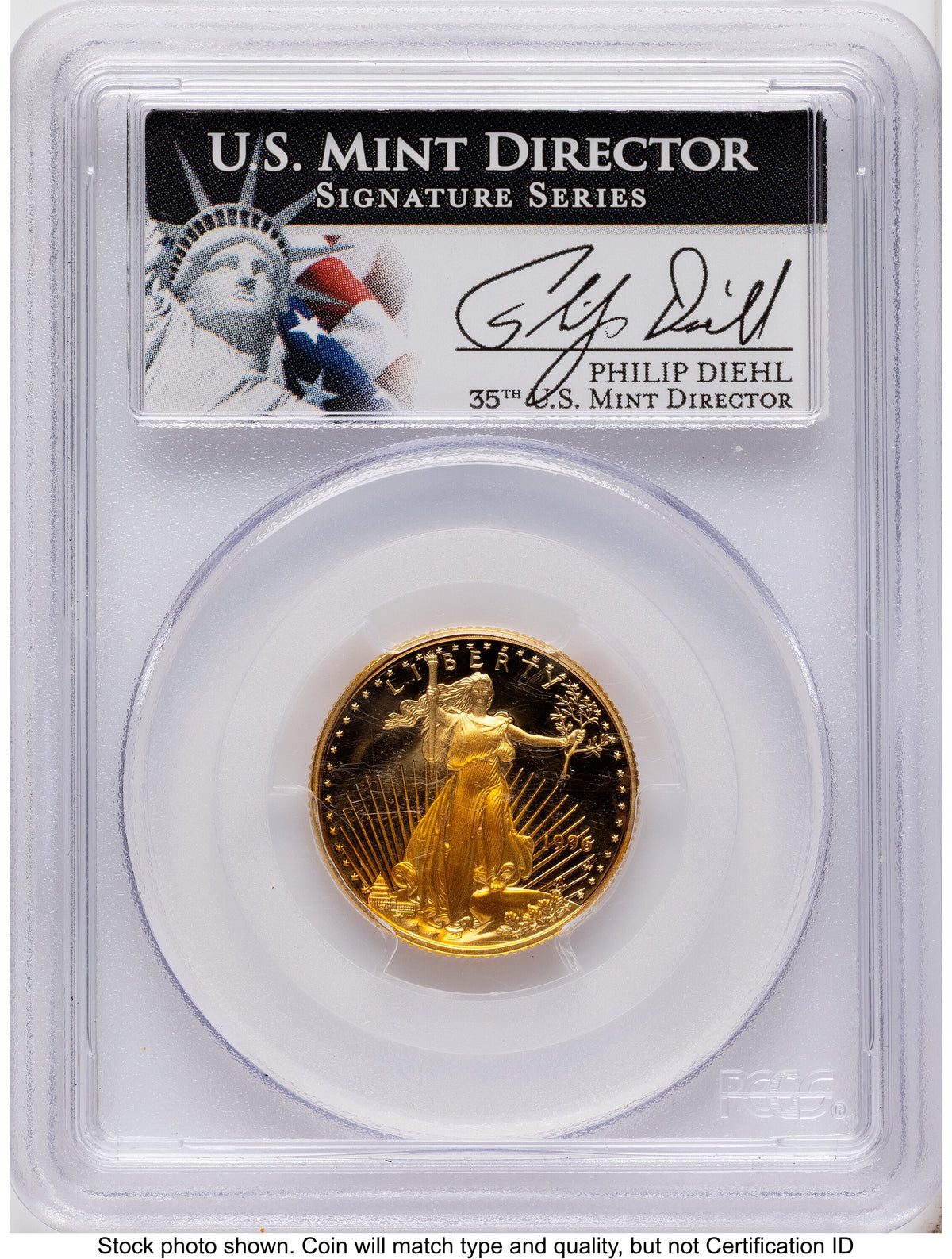 1996-W Proof Gold Eagle 1.85 oz Philip Diehl PCGS PR70