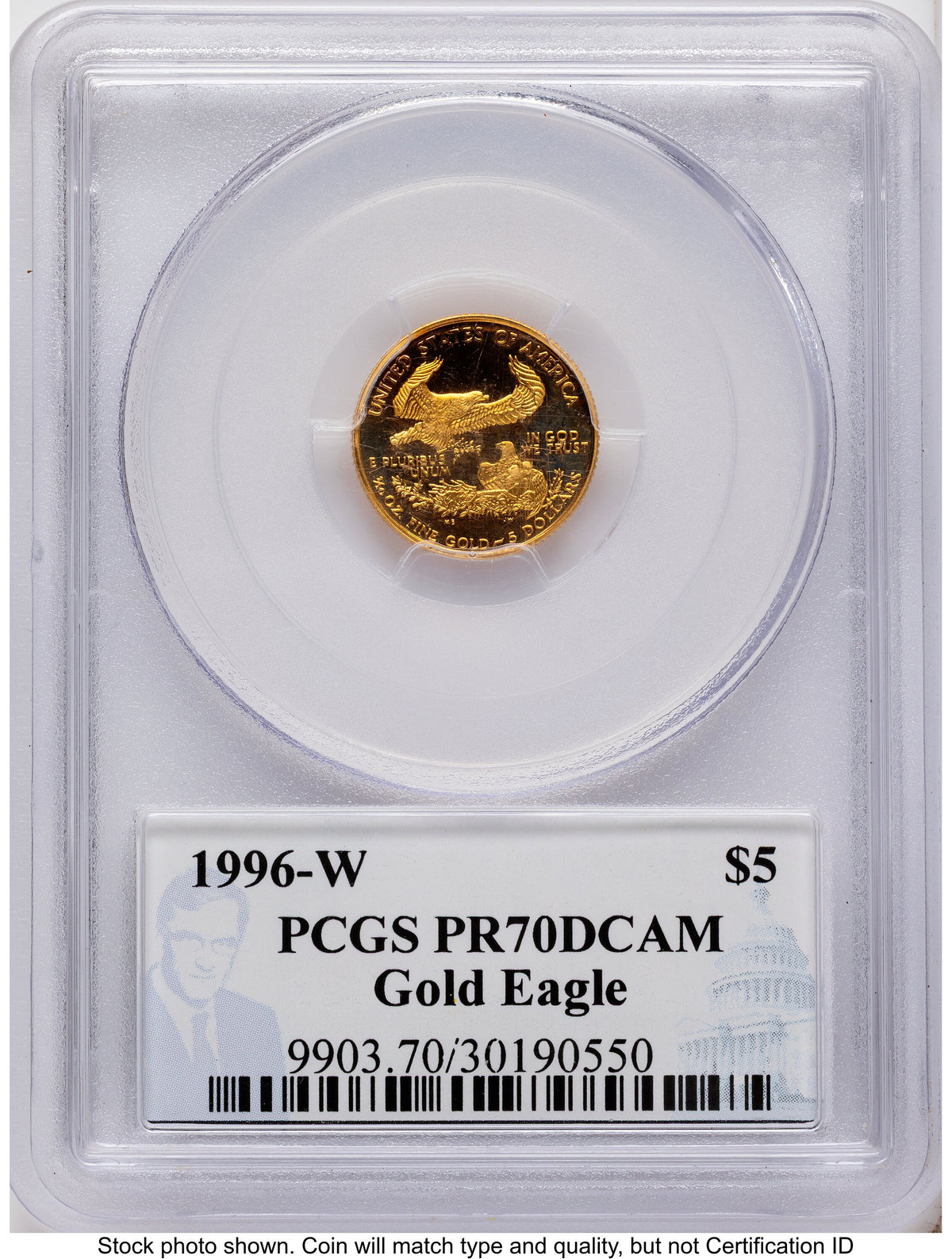 1996-W Proof Gold Eagle 1.85 oz Philip Diehl PCGS PR70