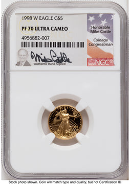 1998-W Proof Gold Eagle 1.85 oz Mike Castle NGC PF70