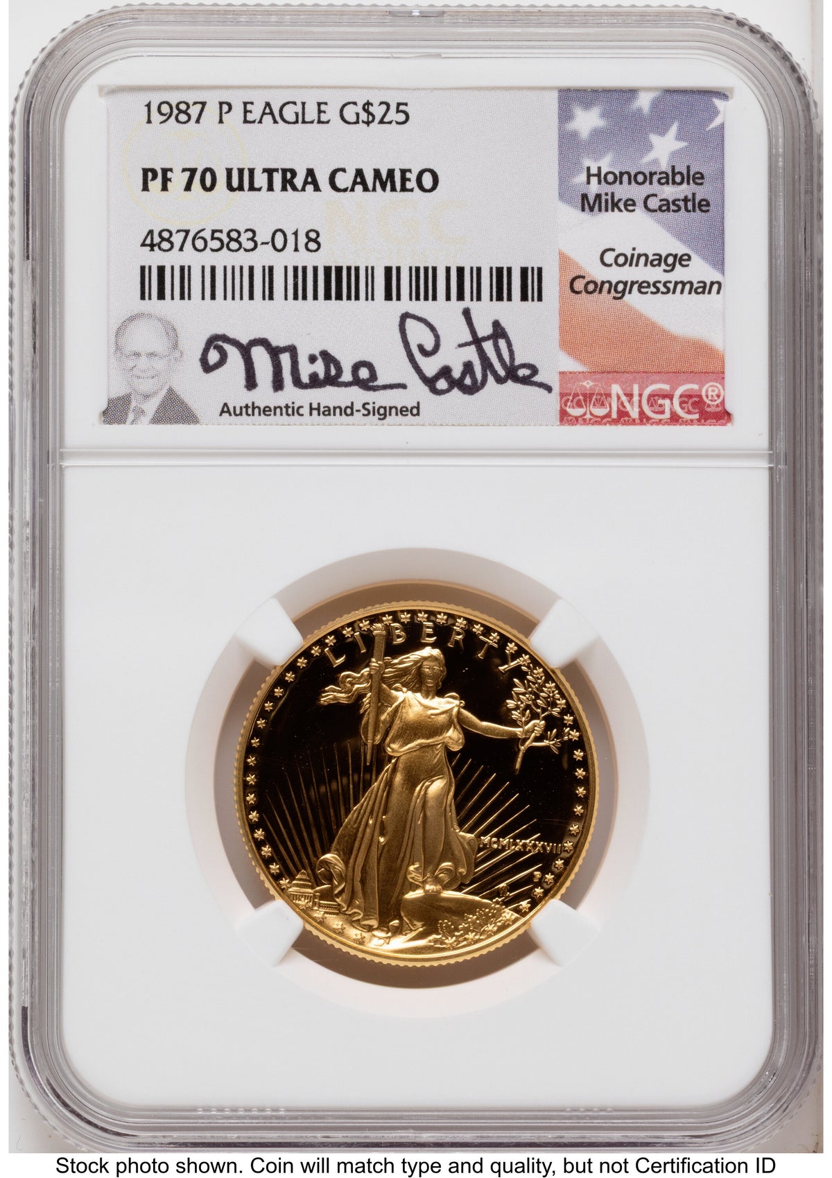 1987-P Proof Gold Eagle 1/2 oz Mike Castle NGC PF70