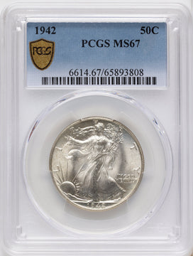 1942 50C Walking Liberty Half Dollar PCGS MS67