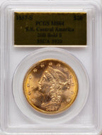 1857-S $20 Bold S Liberty Double Eagle PCGS MS64