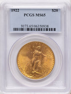 1922 $20 Saint-Gaudens Double Eagle PCGS MS65