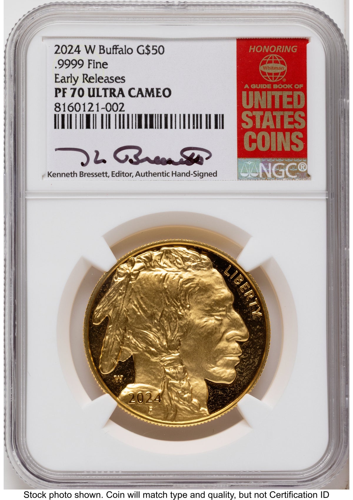 2024-W Proof Gold Buffalo 1 oz ER Kenneth Bressett Red Book NGC PF70