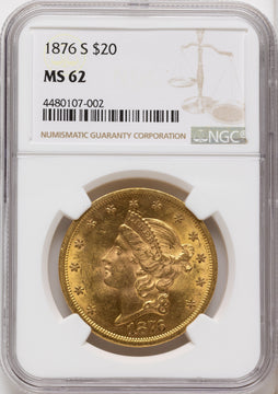 1876-S $20 Liberty Double Eagle NGC MS62