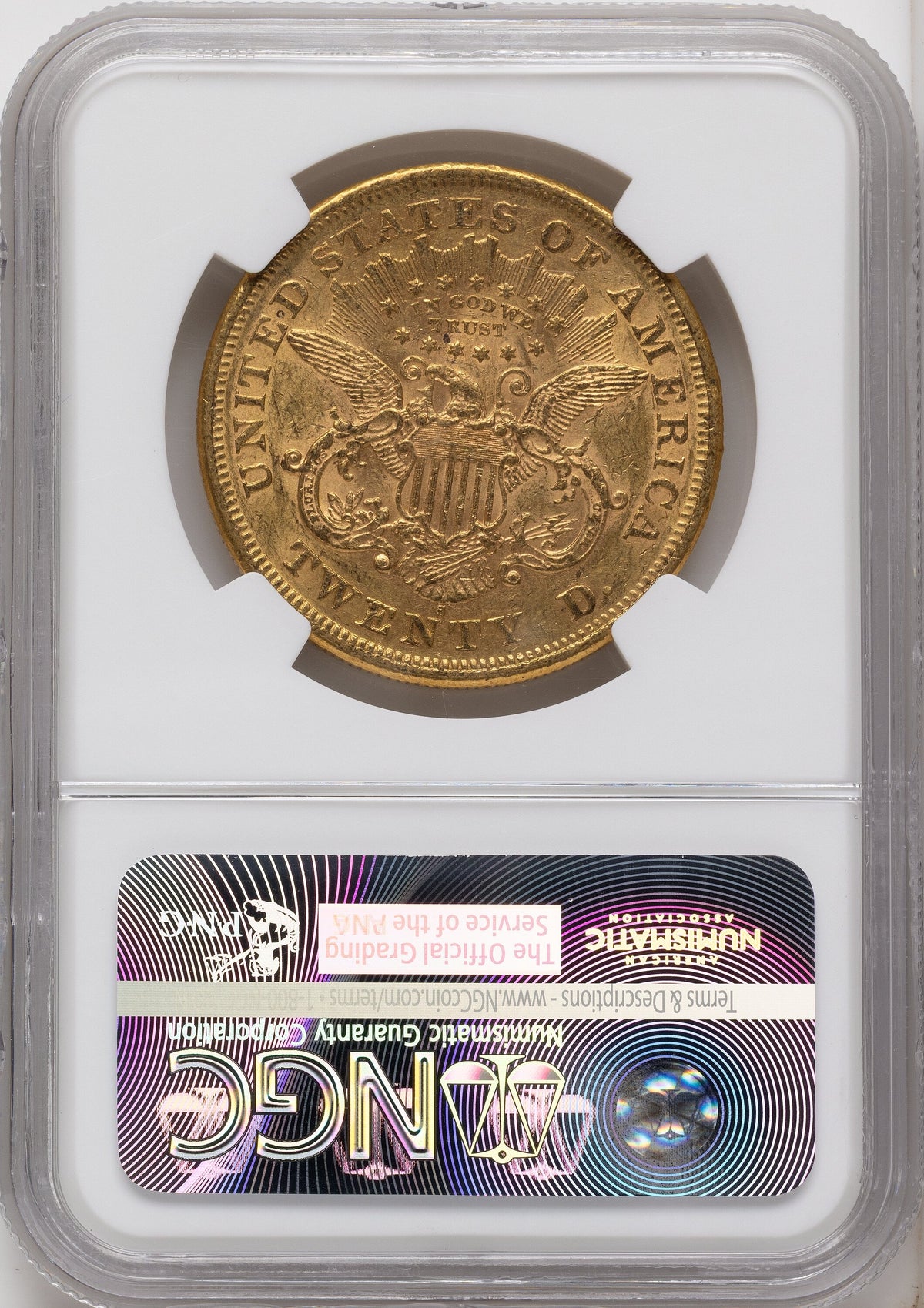 1876-S $20 CAC Liberty Double Eagle NGC AU58