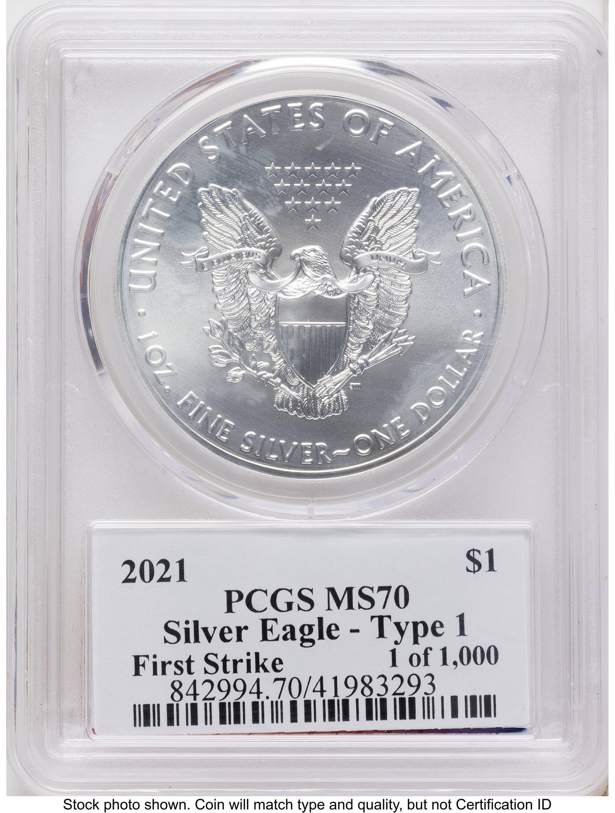 2021 Silver Eagle Type 1 FS Thomas Cleveland Eagle with Sun PCGS MS70