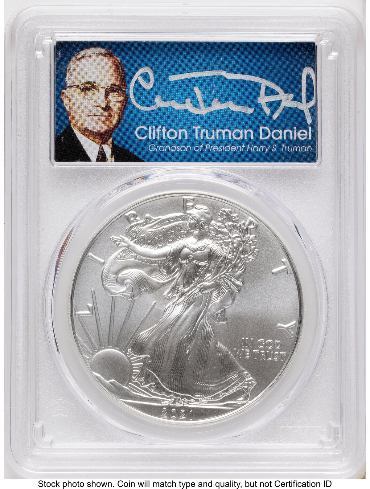 2021 Silver Eagle Type 1 FDI Clifton Truman Daniel PCGS MS70