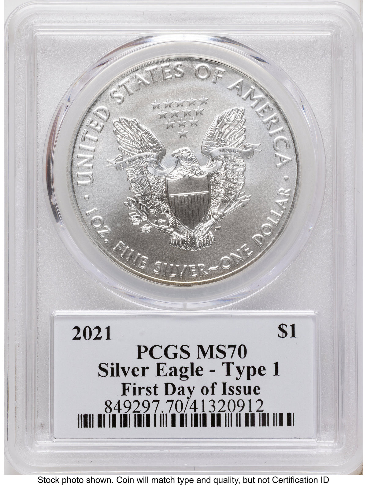 2021 Silver Eagle Type 1 FDI Clifton Truman Daniel PCGS MS70