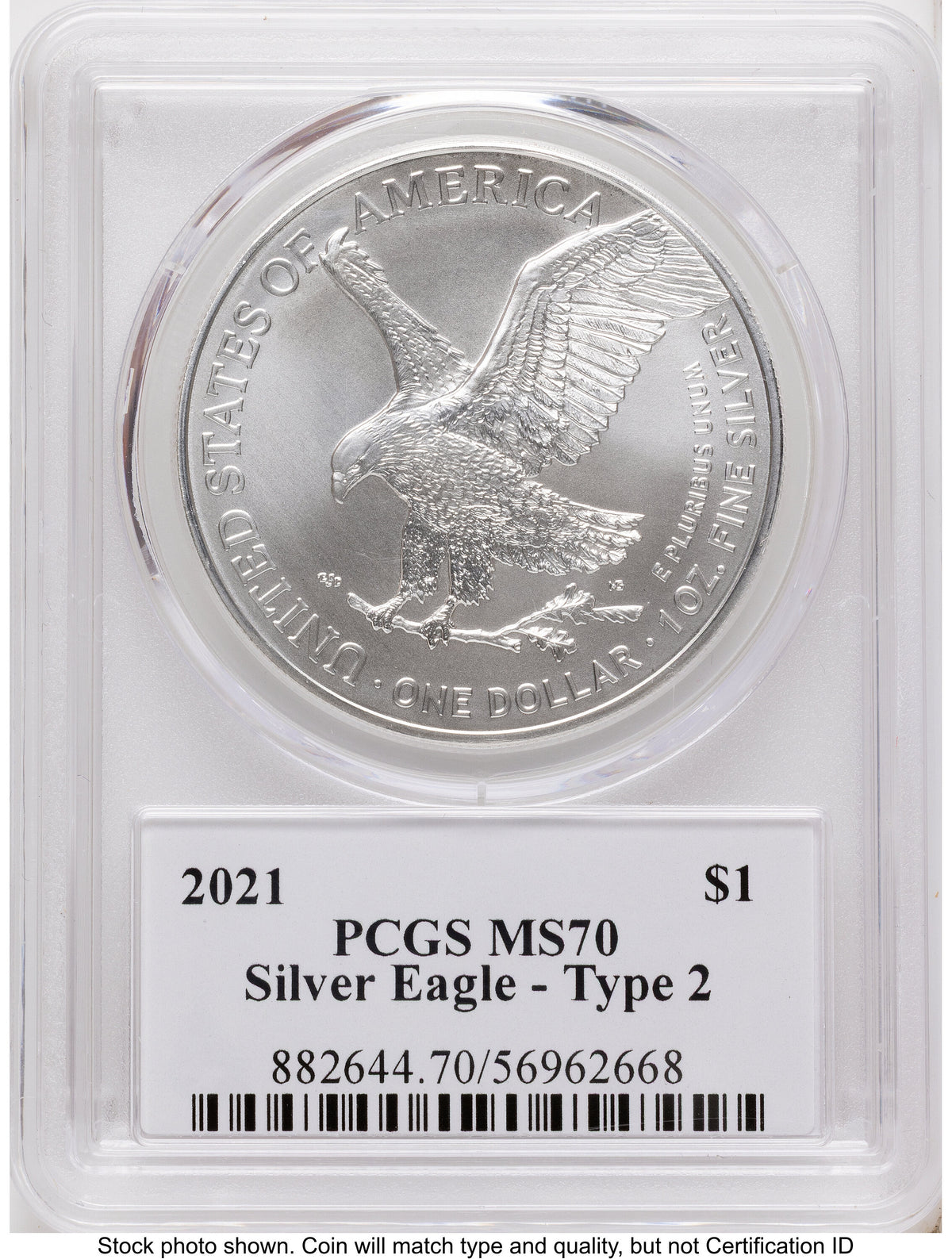2021 Silver Eagle Type 2 Emily Damstra PCGS MS70