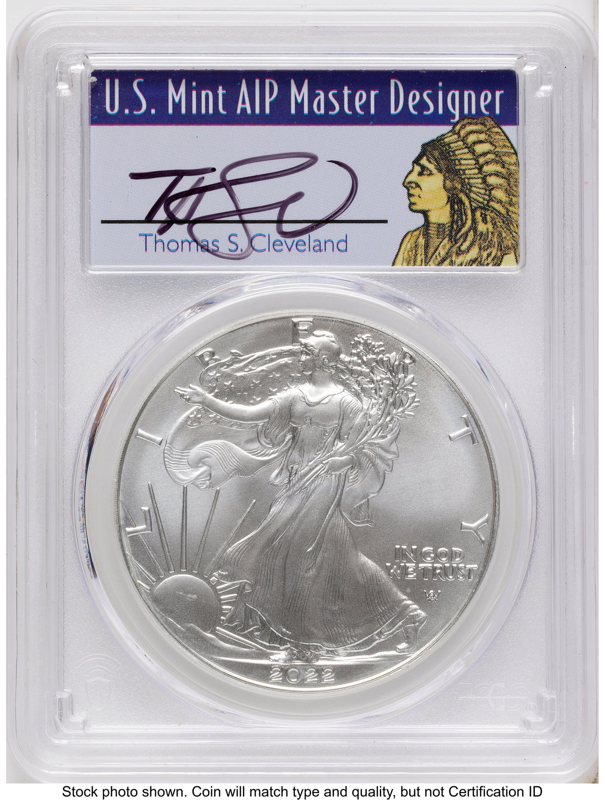 2022 Silver Eagle FS Thomas Cleveland Native American PCGS MS70