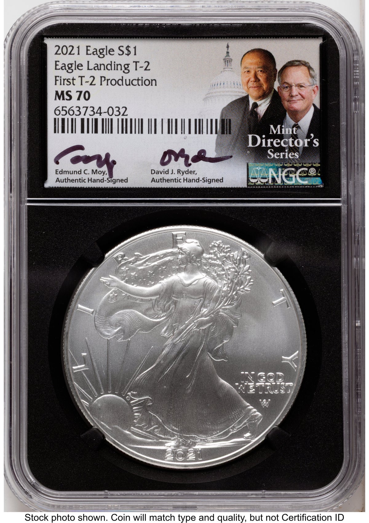 2021 Silver Eagle Type 2 /David J Ryder Mint Director's Series NGC MS70 Ed Moy
