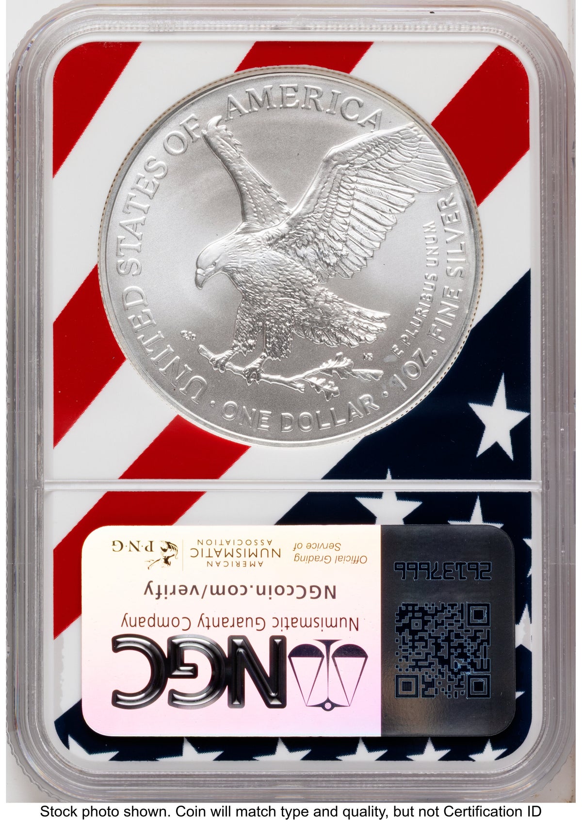 2025 Silver Eagle Premier Select Series Trump Label Flag Core NGC MS70