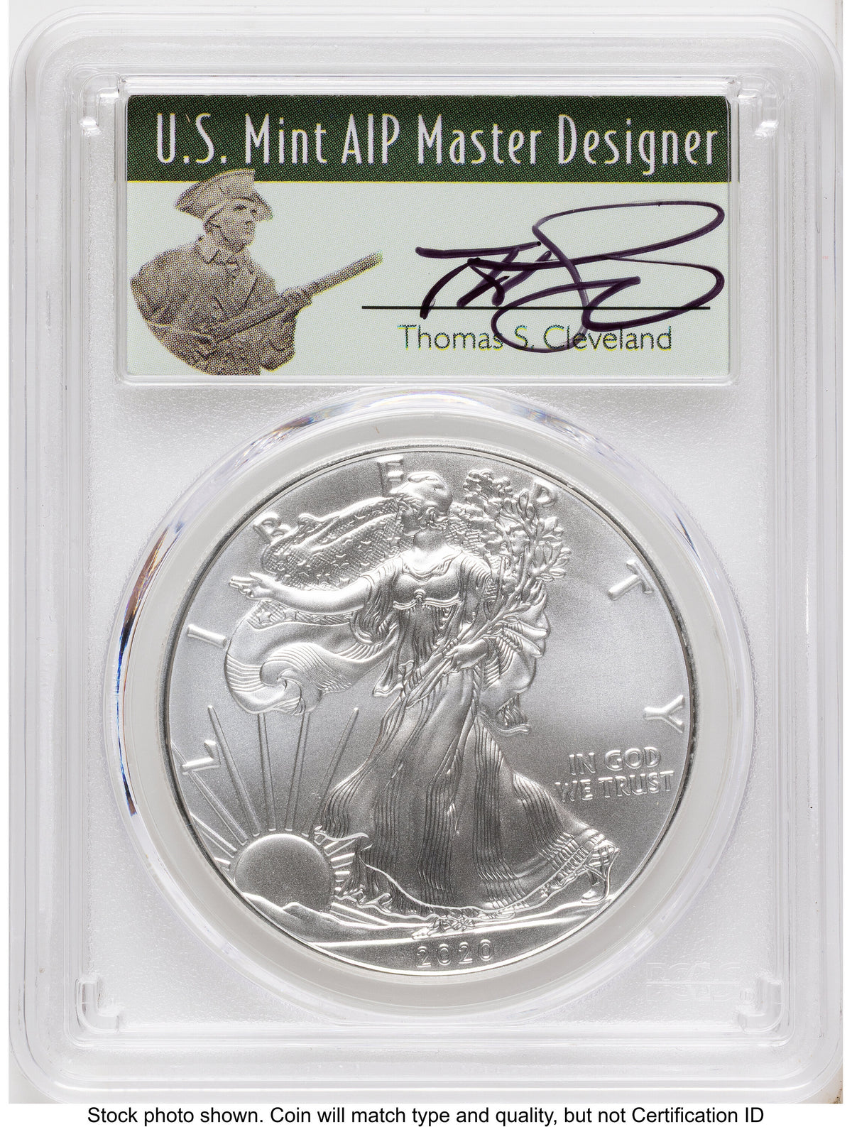 2020-(P) Silver Eagle Emergency Production FDI Thomas Cleveland Minuteman PCGS MS70