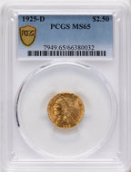 1925-D $2.50 Indian Quarter Eagle PCGS MS65