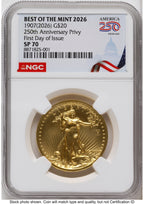 2026 2 Coin Best of the Mint 1907 Saint Gaudens $20 Gold 1 oz and Silver 1 oz Medal Set FDI America 250 Congress Building Label NGC MS70