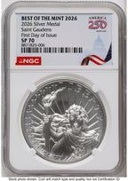 2026 2 Coin Best of the Mint 1907 Saint Gaudens $20 Gold 1 oz and Silver 1 oz Medal Set FDI America 250 Congress Building Label NGC MS70