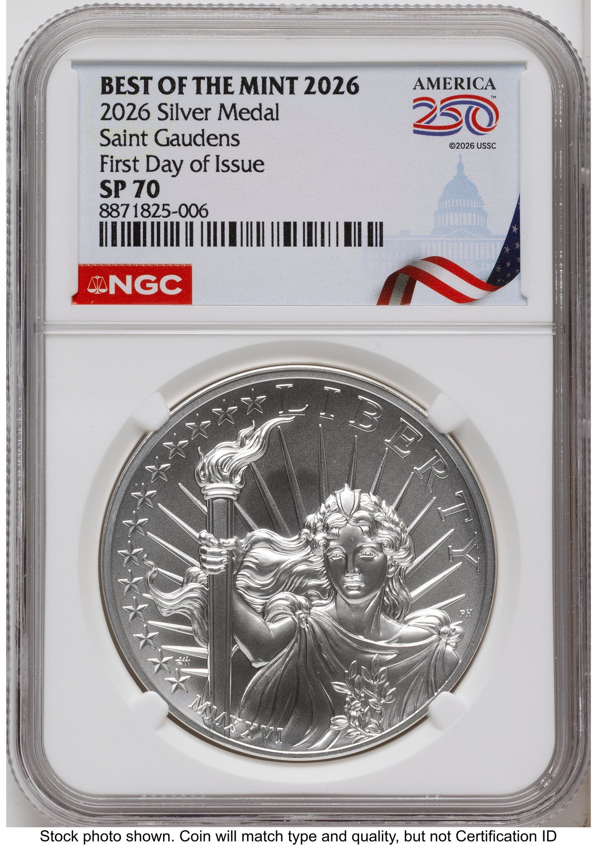 2026 2 Coin Best of the Mint 1907 Saint Gaudens $20 Gold 1 oz and Silver 1 oz Medal Set FDI America 250 Congress Building Label NGC MS70