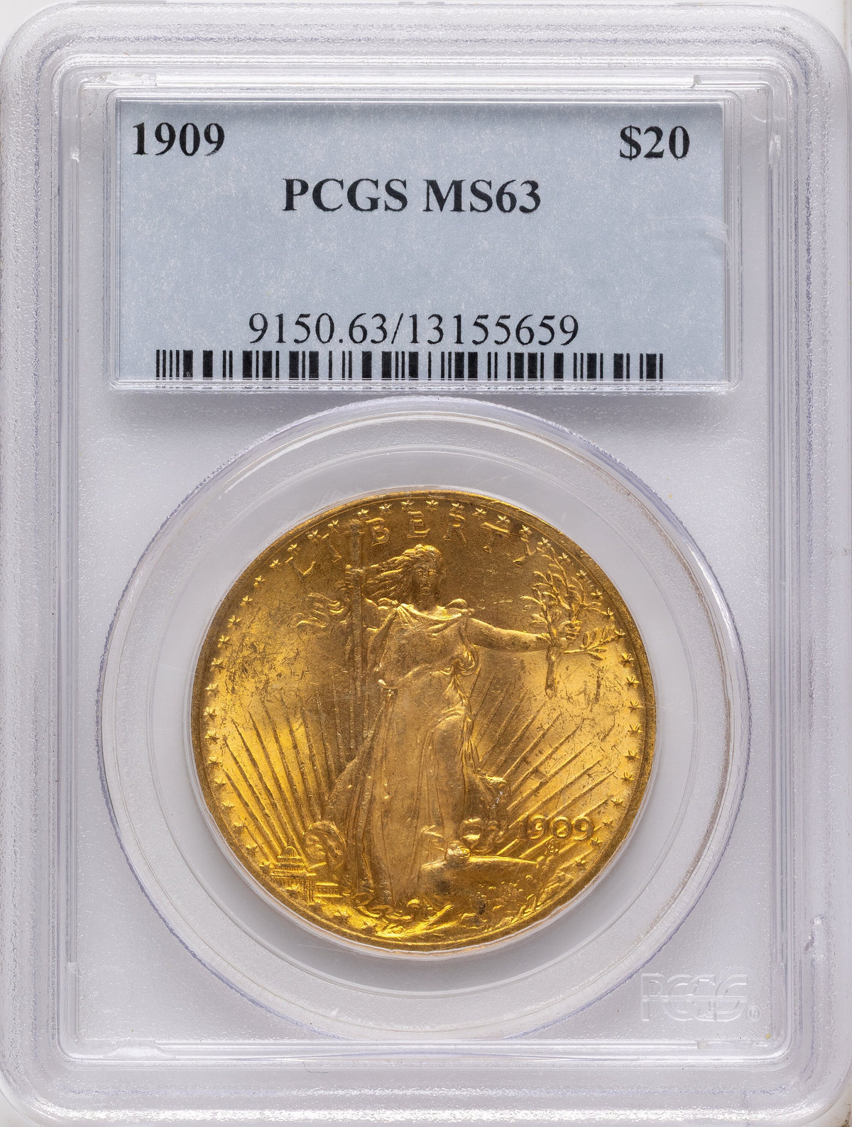 1909 $20 Saint-Gaudens Double Eagle PCGS MS63