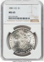 1881-CC Morgan Dollar NGC MS65