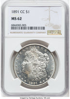 1891-CC Morgan Dollar NGC MS62