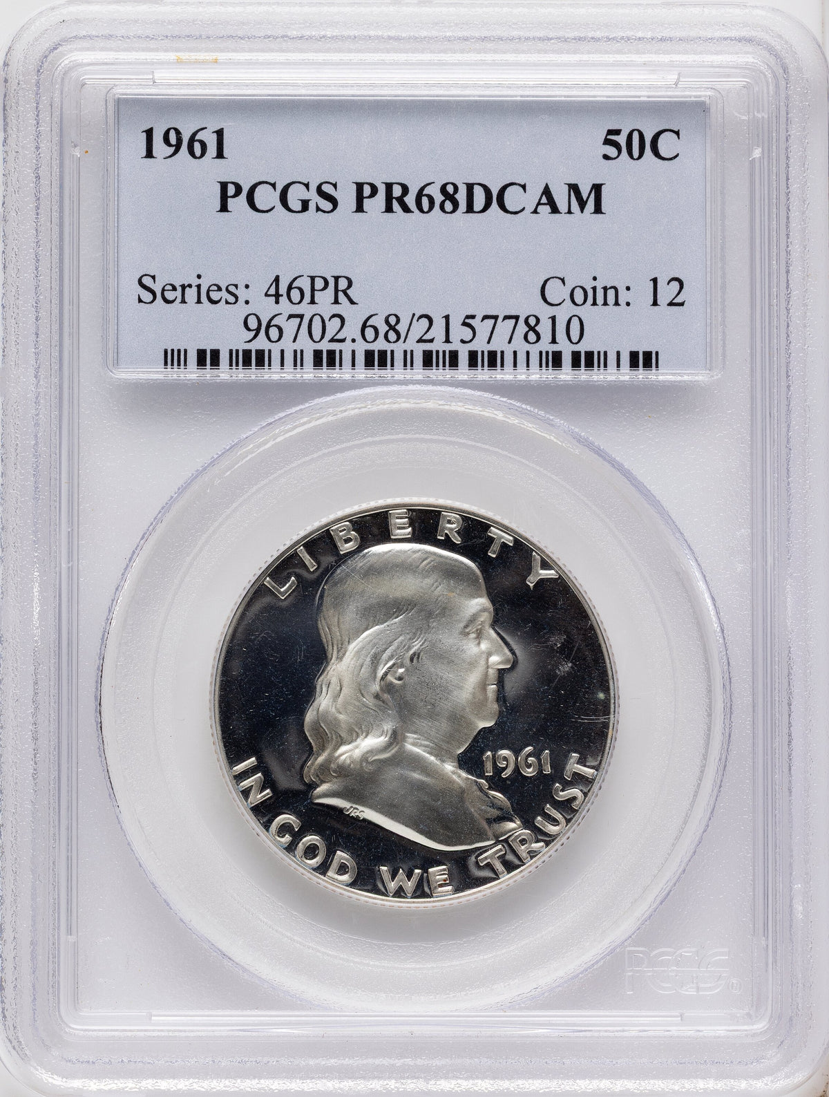 1961 50C Proof Franklin Half Dollar PCGS PR68