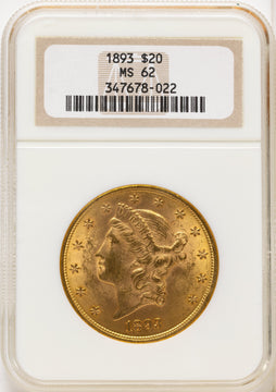 1893 $20 Liberty Double Eagle NGC MS62