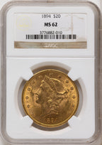 1894 $20 Liberty Double Eagle NGC MS62