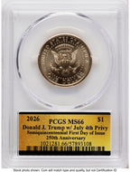 2026 Semiquincentennial President Donald J. Trump $1 (Privy Mark) FDI America 250 Label PCGS MS66