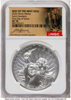 2026 2 Coin Best of the Mint 1907 Saint Gaudens $20 Gold 1 oz and Silver 1 oz Medal Set FDI America 250 John Hancock Label NGC MS70