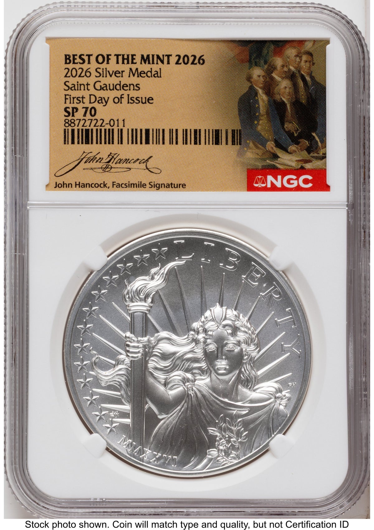 2026 2 Coin Best of the Mint 1907 Saint Gaudens $20 Gold 1 oz and Silver 1 oz Medal Set FDI America 250 John Hancock Label NGC MS70