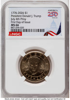 2026 Semiquincentennial President Donald J. Trump $1 (Privy Mark) FDI America 250 Congress Building Label NGC MS66