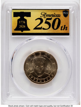 2026 Semiquincentennial President Donald J. Trump $1 (Privy Mark) FDI America 250 Label PCGS MS67