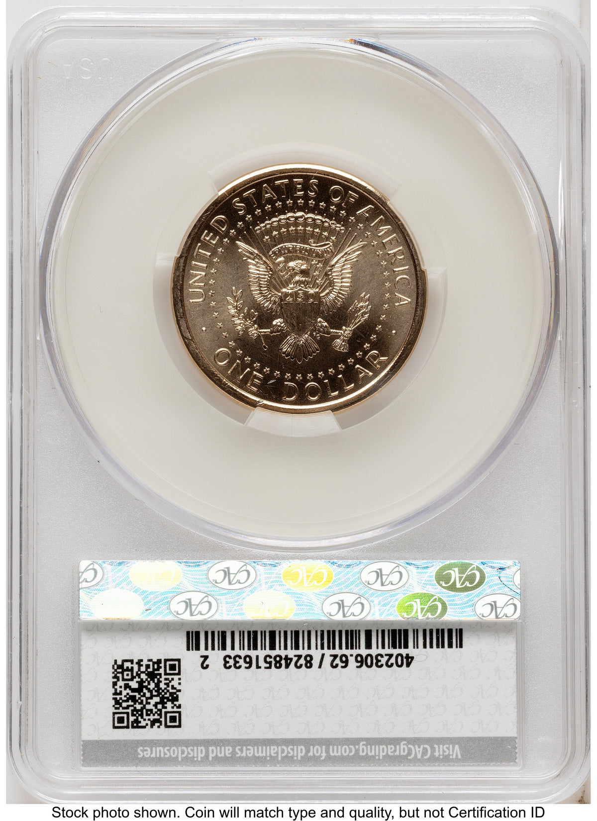 2026 Semiquincentennial President Donald J. Trump $1 (Privy Mark) America 250 Eagle with Banner Label CACG MS62