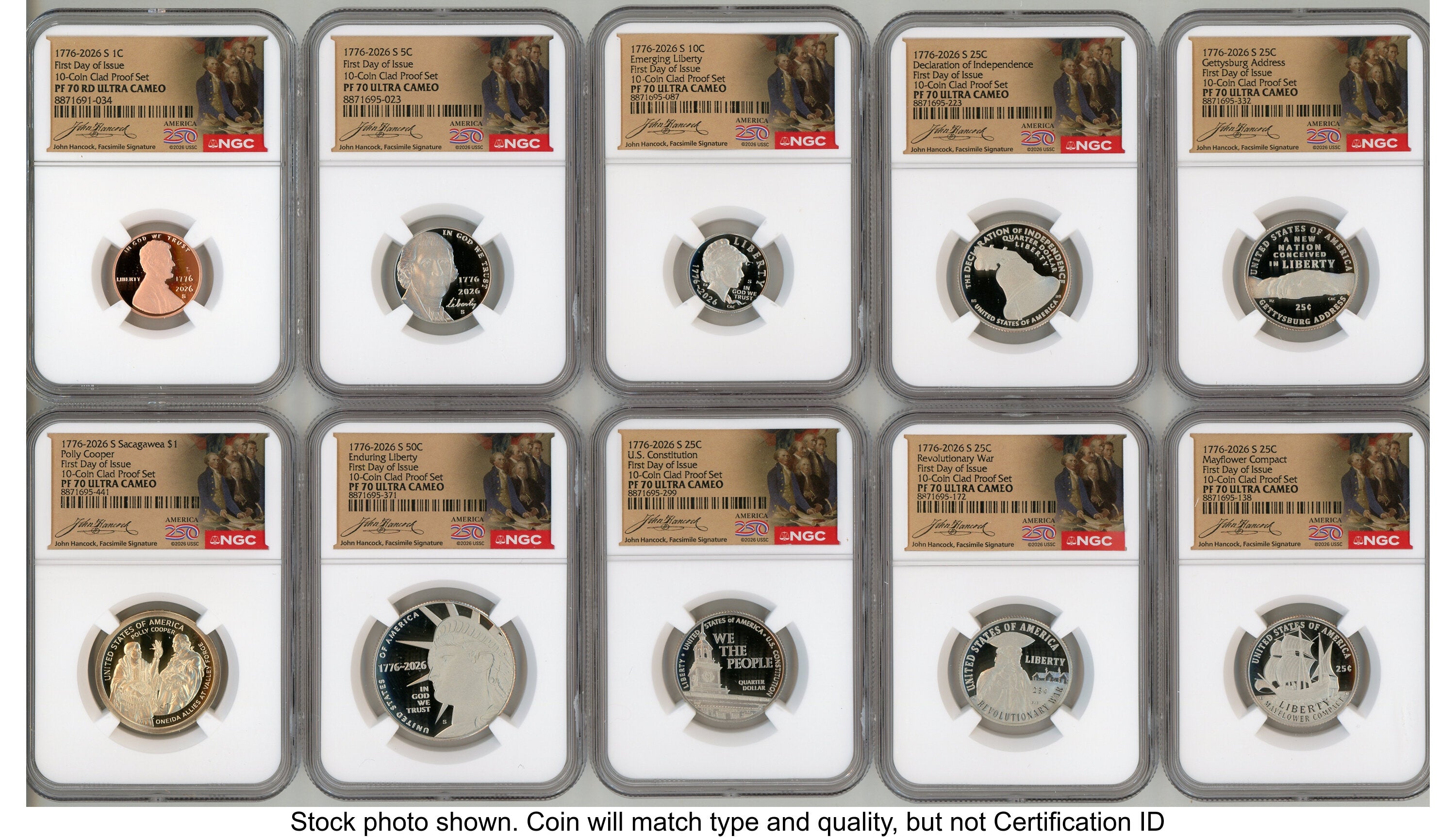 2026 10 Coin Semiquincentennial Clad Proof Set FDI America 250