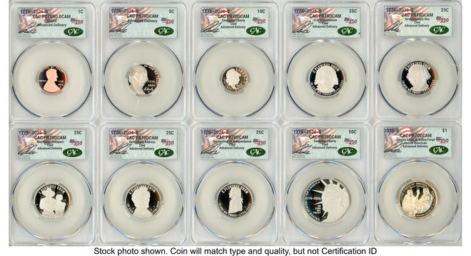 2026 10 Coin Semiquincentennial Clad Proof Set Advanced Delivery Ron Drzewucki America 250 CACG PR70