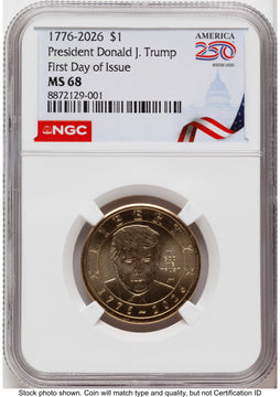 2026 Semiquincentennial President Donald J. Trump $1 FDI America 250 Congress Building Label NGC MS68