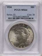 1934 Peace Dollar PCGS MS64