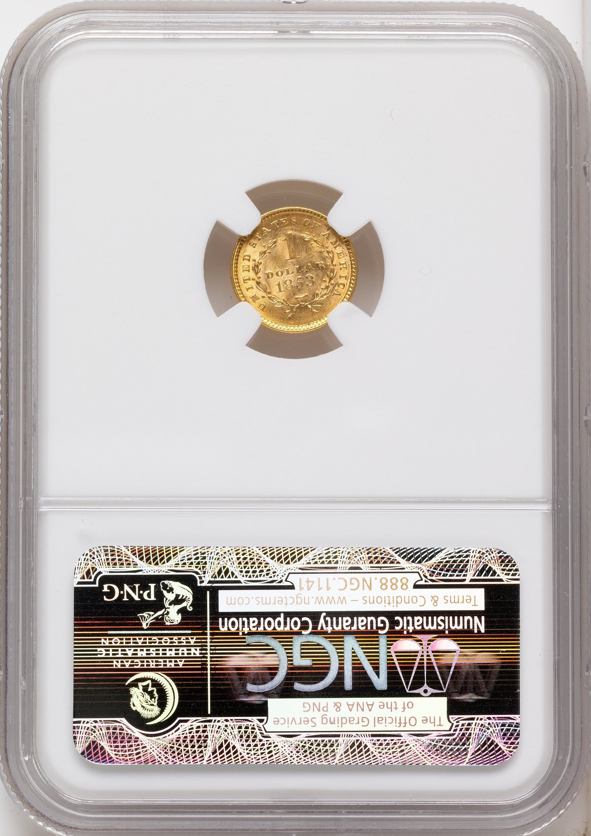 1853 G$1 CAC Gold Dollar NGC MS64