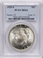 1925-S Peace Dollar PCGS MS64