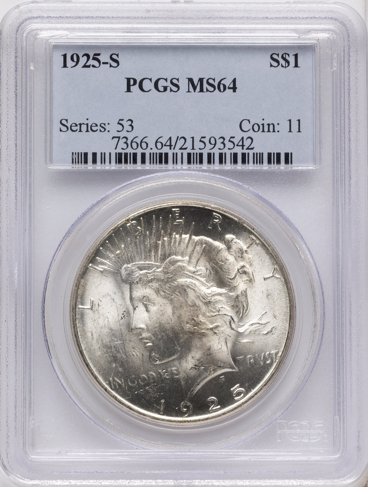 1925-S Peace Dollar PCGS MS64