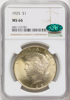 1925 CAC Peace Dollar NGC MS66
