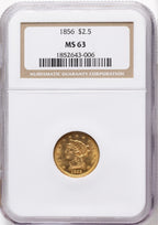 1856 $2.50 Liberty Quarter Eagle NGC MS63