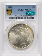1925 CAC Peace Dollar PCGS MS67