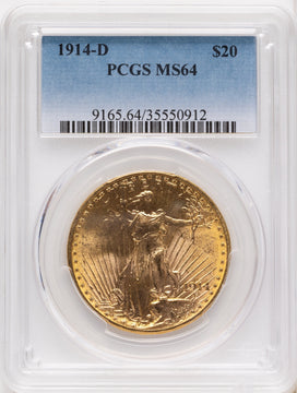 1914-D $20 Saint-Gaudens Double Eagle PCGS MS64