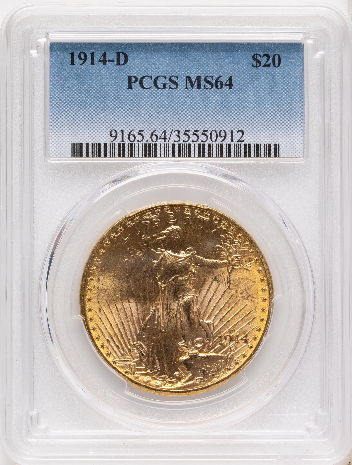 1914-D $20 Saint-Gaudens Double Eagle PCGS MS64