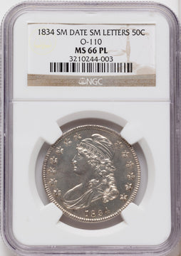 1834 50C O-110 Bust Half Dollar NGC MS66